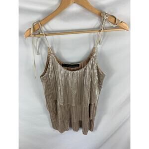 Patterson J Kincaid Gold Pleated Tie Shoulder Tank Size XS